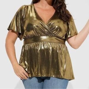 Torrid Gold Liquid Metal Wrap Top